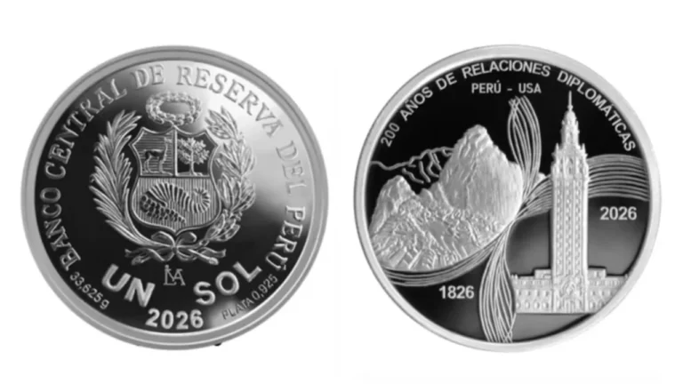 BCRP 1-sol coin marking 200 years of Peru–U.S. relations