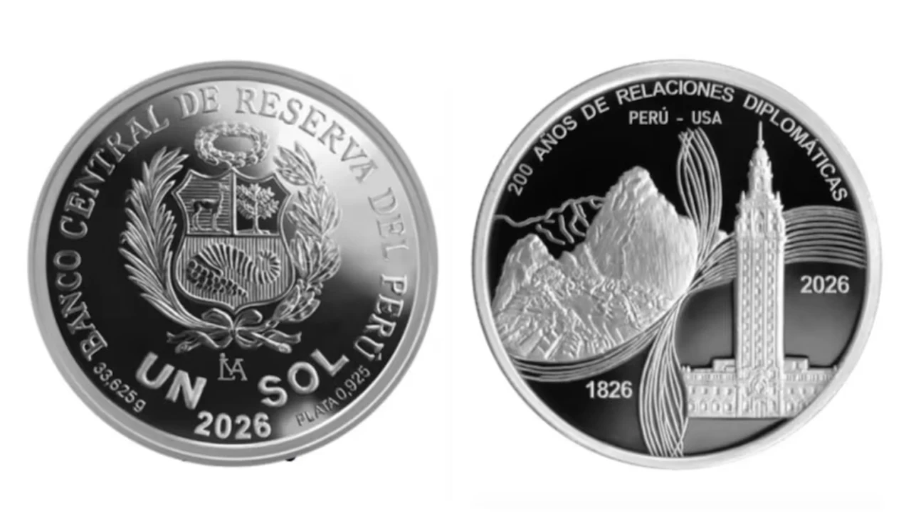 BCRP 1-sol coin marking 200 years of Peru–U.S. relations