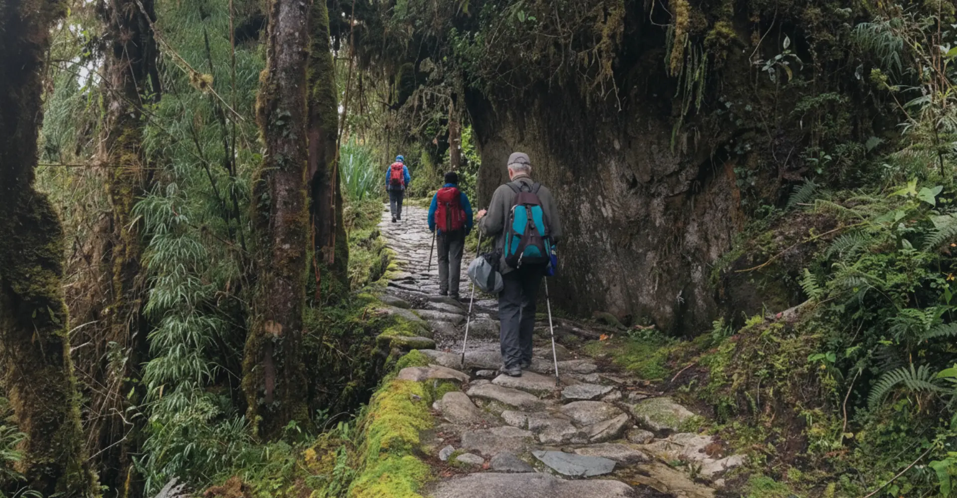 Turistas disfrutando del paisaje del Camino Inca a Machi Picchu