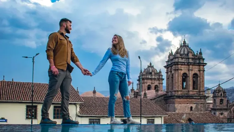Couple enjoying a romantic view in Cusco on Valentine’s Day